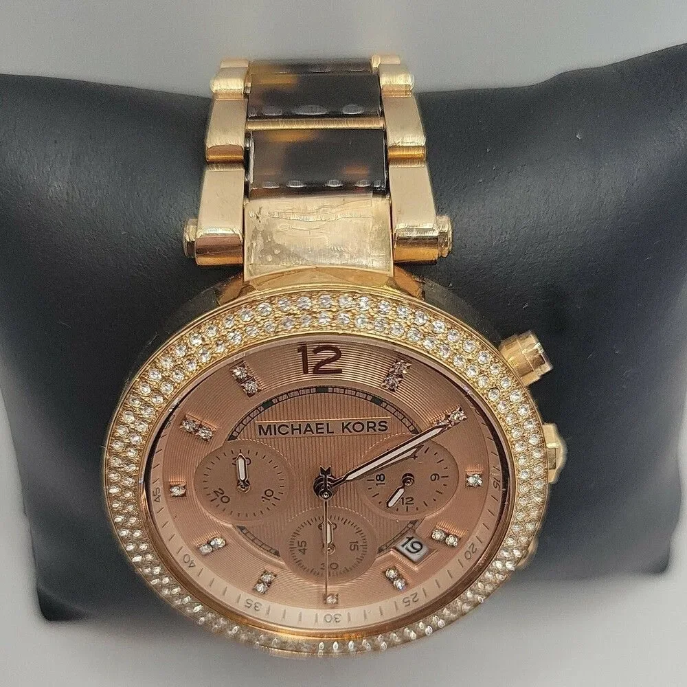 Michael Kors Parker MK5538 Women's Stainless Steel Analog Rose Dial Watch AM676
